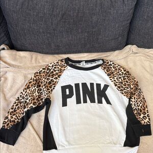 PINK Victoria's Secret Kids Leopard Sleeve Sweatshirt